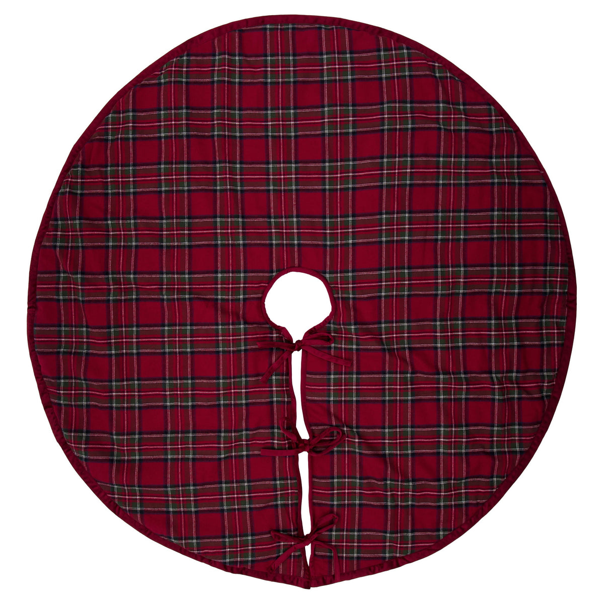 My Texas House Angie Plaid Christmas Tree Skirt, Red, 52"