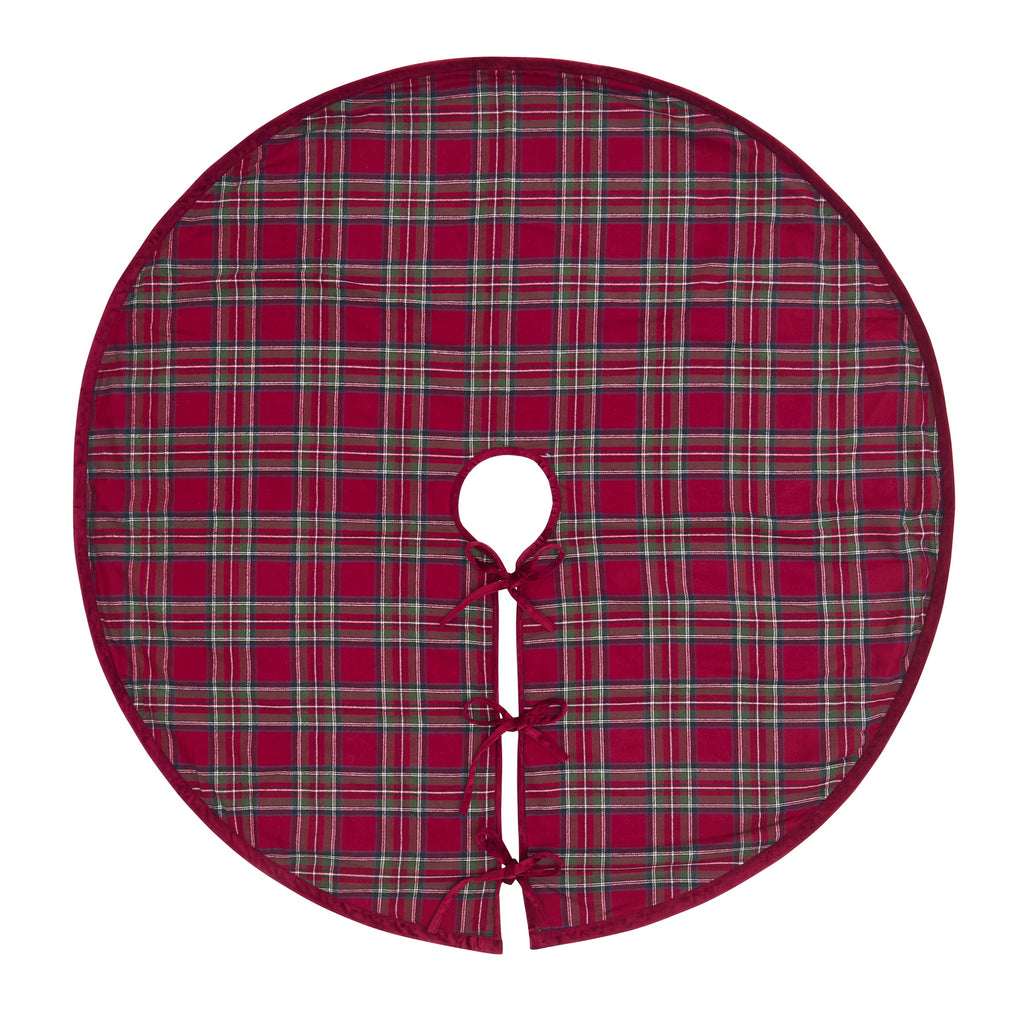 My Texas House Angie Red Plaid Christmas Tree Skirt, 60"
