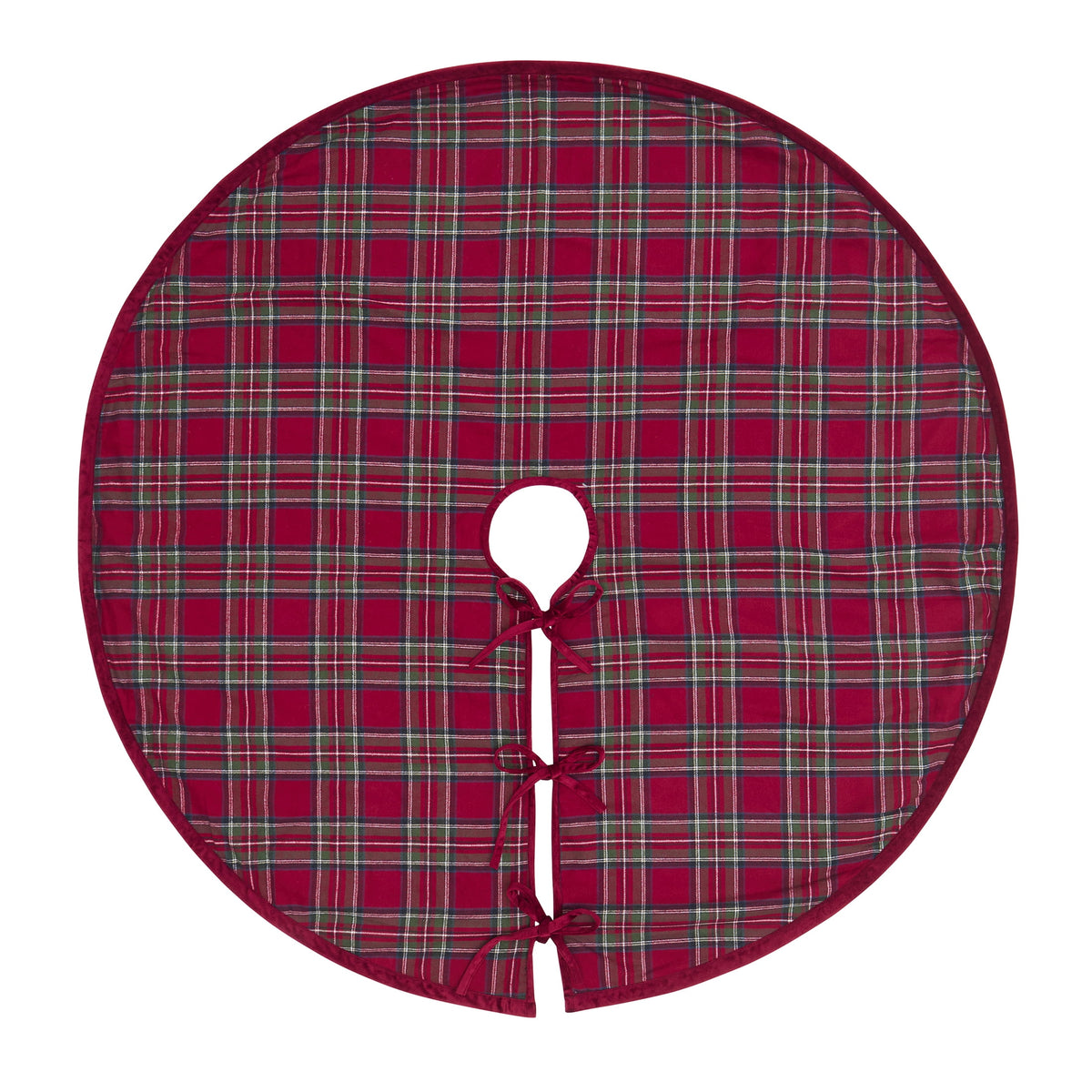 My Texas House Angie Red Plaid Christmas Tree Skirt, 60"