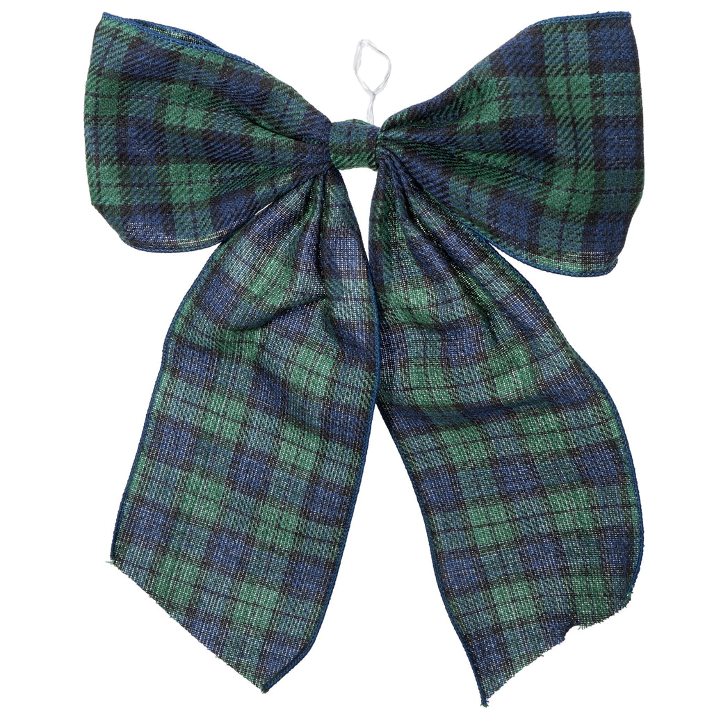 My Texas House Blue and Green Plaid Decorative Christmas Bow, 15"