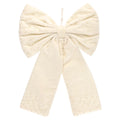 My Texas House Cream Velvet Beaded Decorative Christmas Bow, 13"