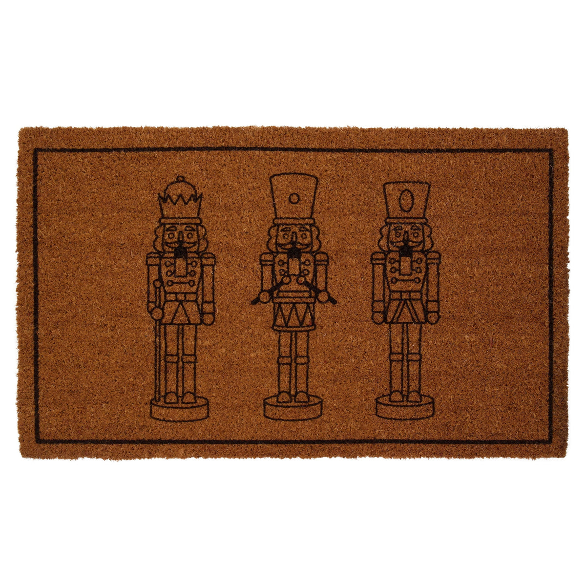 My Texas House Natural and Black Nutcracker Outdoor Coir Christmas Doormat, 18" x 30"