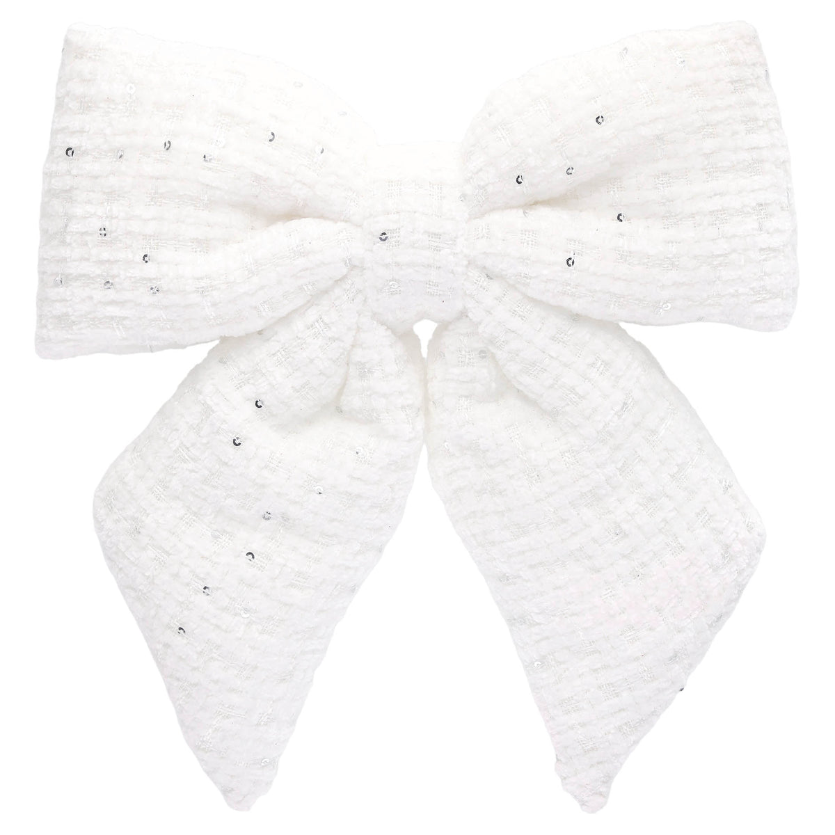 My Texas House White Tweed Decorative Christmas Bow, 10"