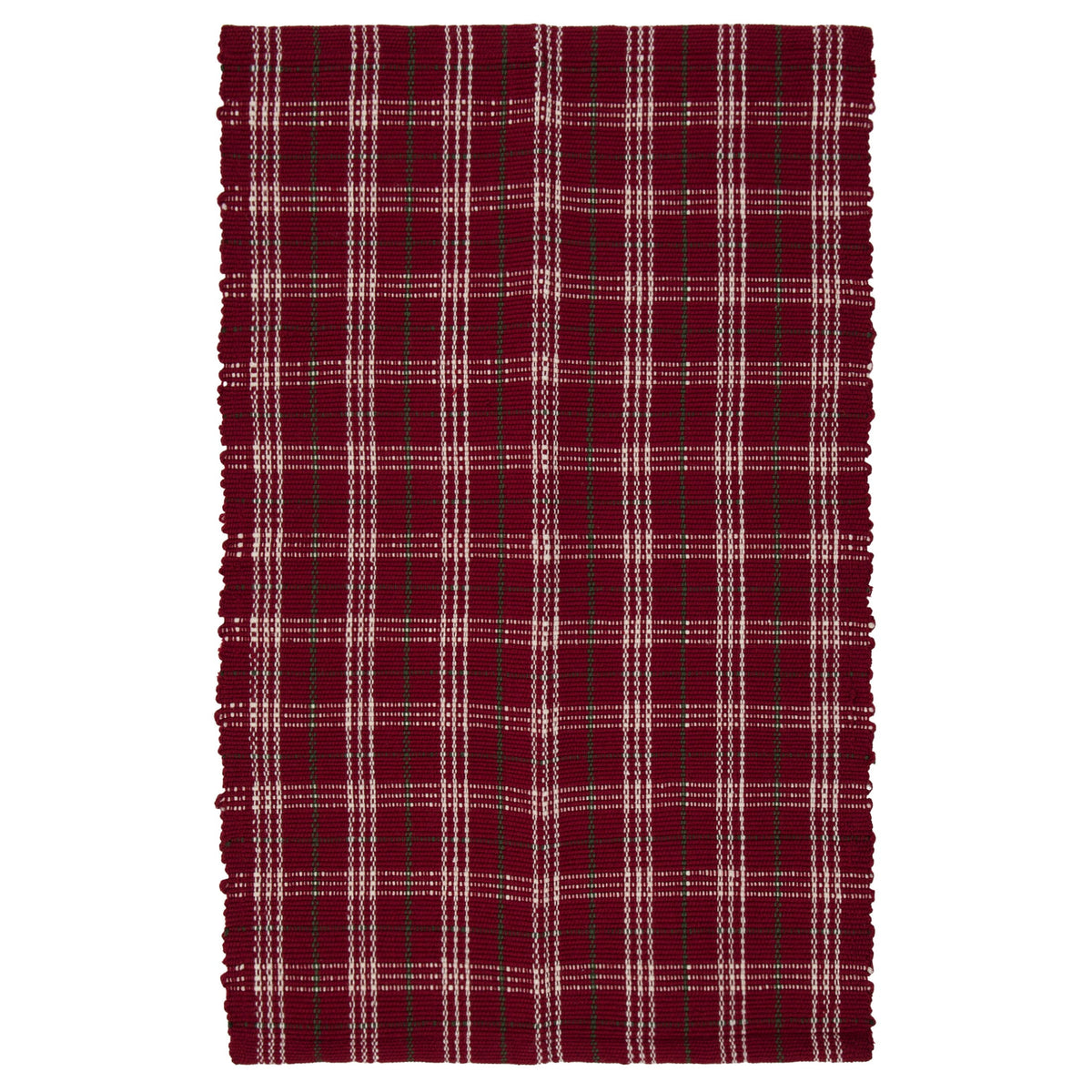 My Texas House Red Holiday Plaid Indoor/Outdoor Layering Christmas Rug, 24" x 38"