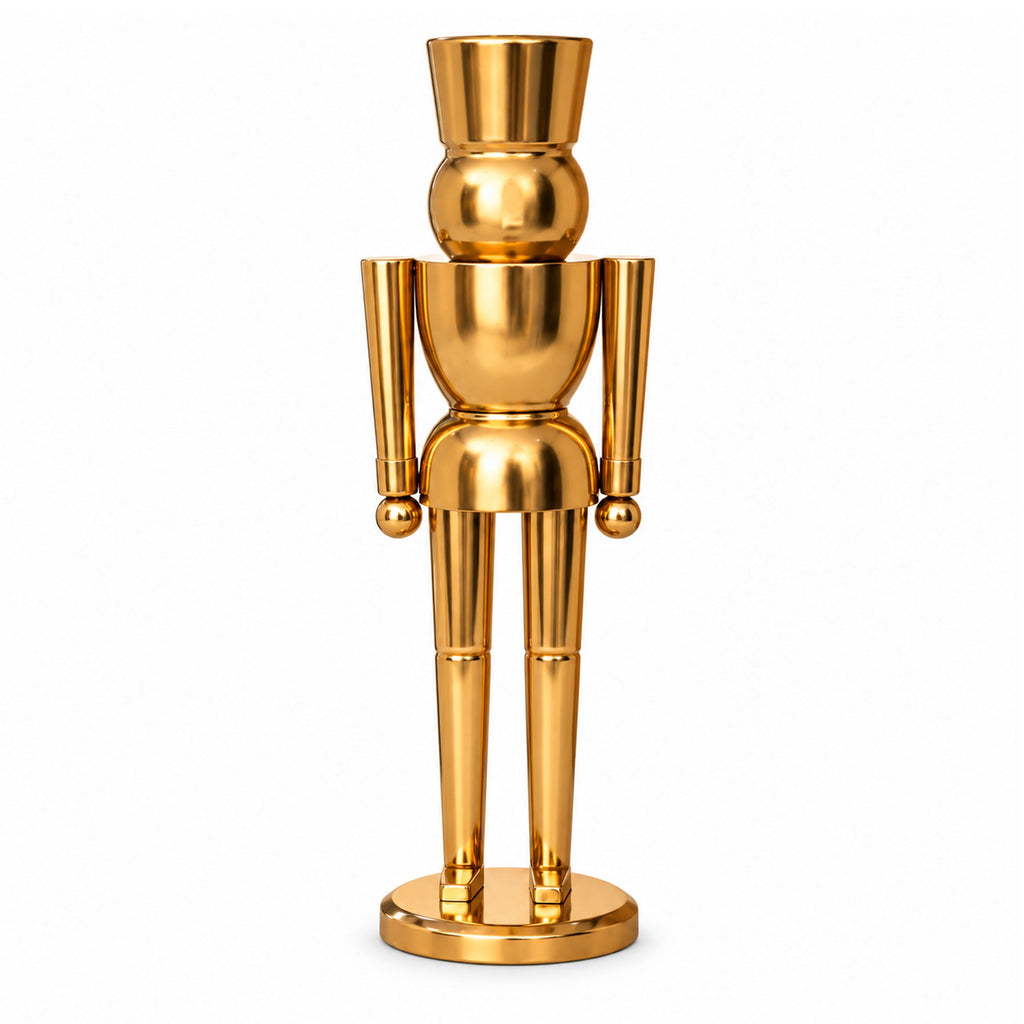 My Texas House Metal Christmas Decorative Nutcracker, Gold, 24"