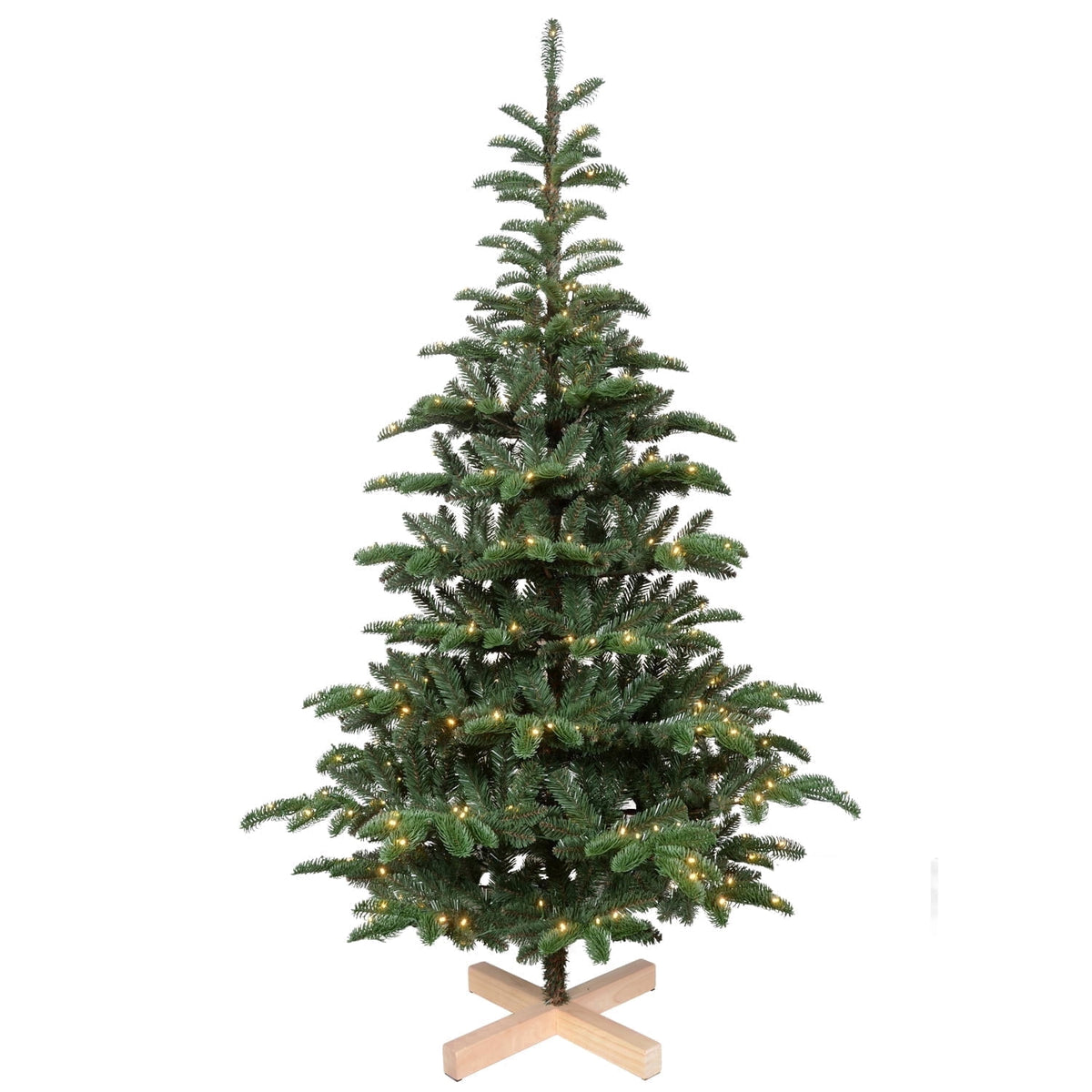 Mayhihi 7FT Pre-Lit Artificial Full Christmas Tree with 400 Lights, Hinged Premium 941 PE & PVC Mixed Branch Tips, Wooden Base, Green
