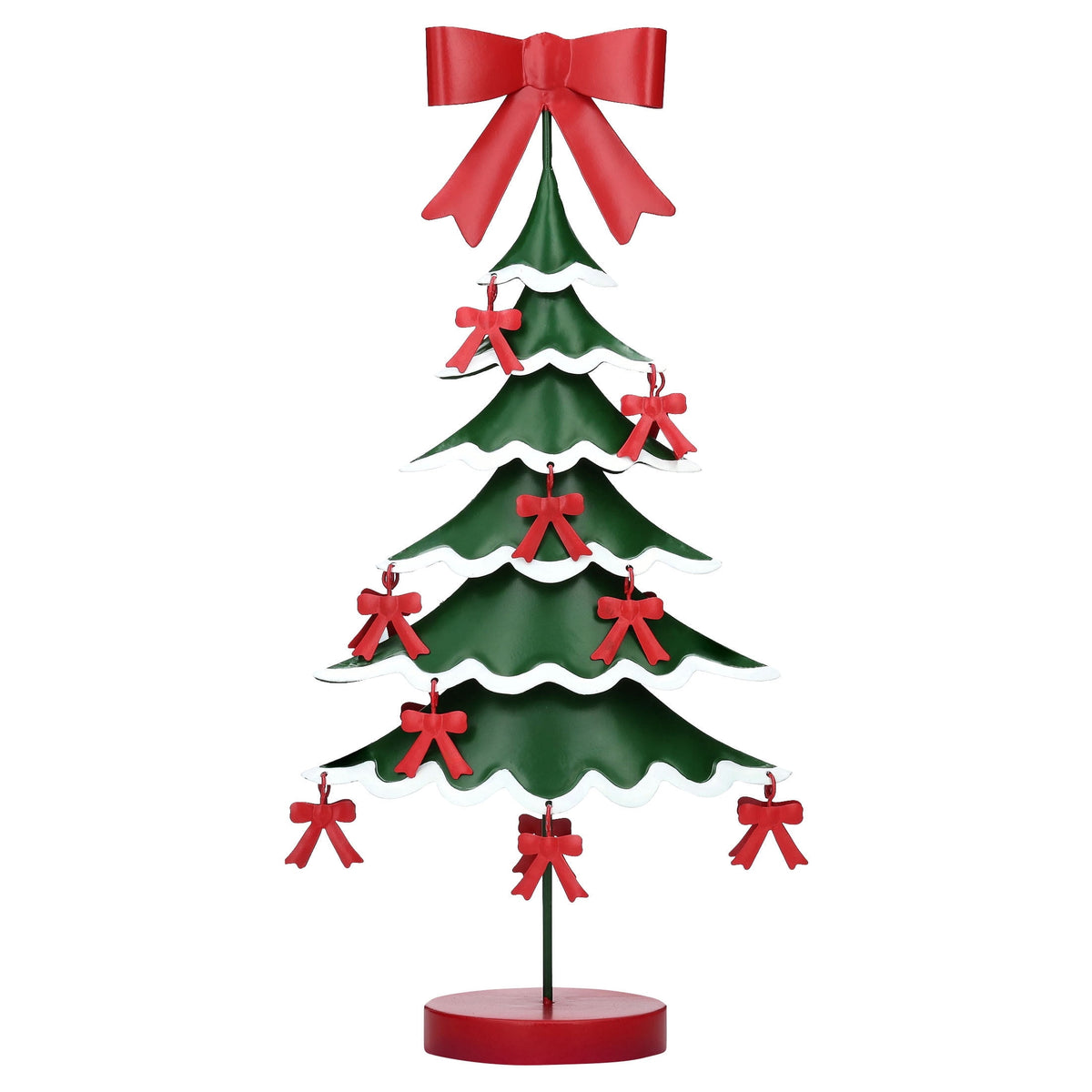 Medium Metal Christmas Tree with Bows Decoration, Red/Green/White, 14.5", by Holiday Time