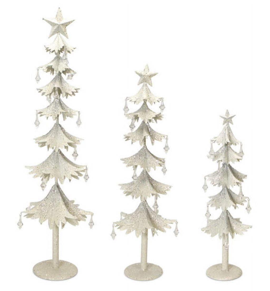 Melrose Cascading Jeweled and Glittered Christmas Metal Trees - 33" - Set of 3