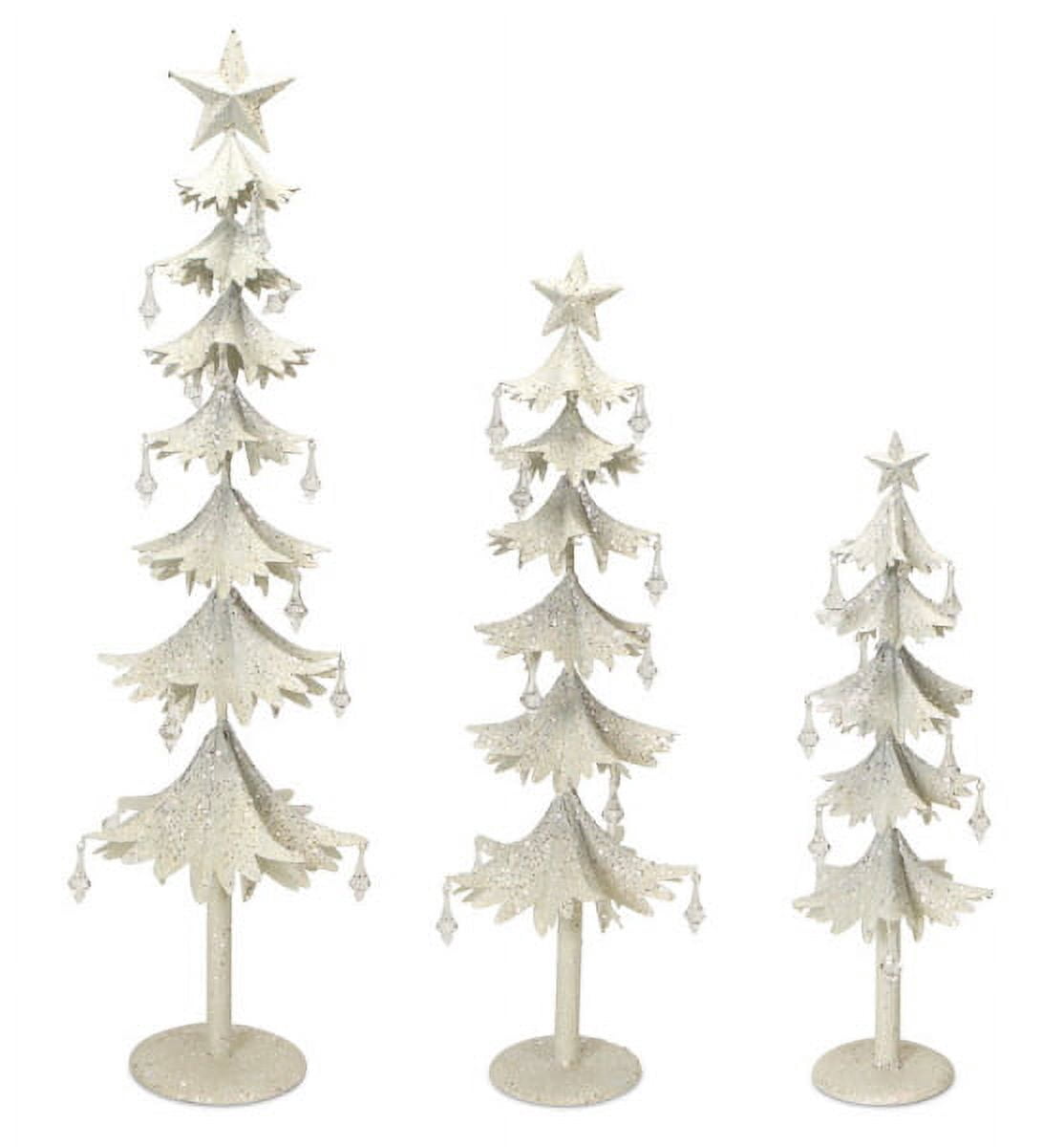 Melrose Cascading Jeweled and Glittered Christmas Metal Trees - 33" - Set of 3