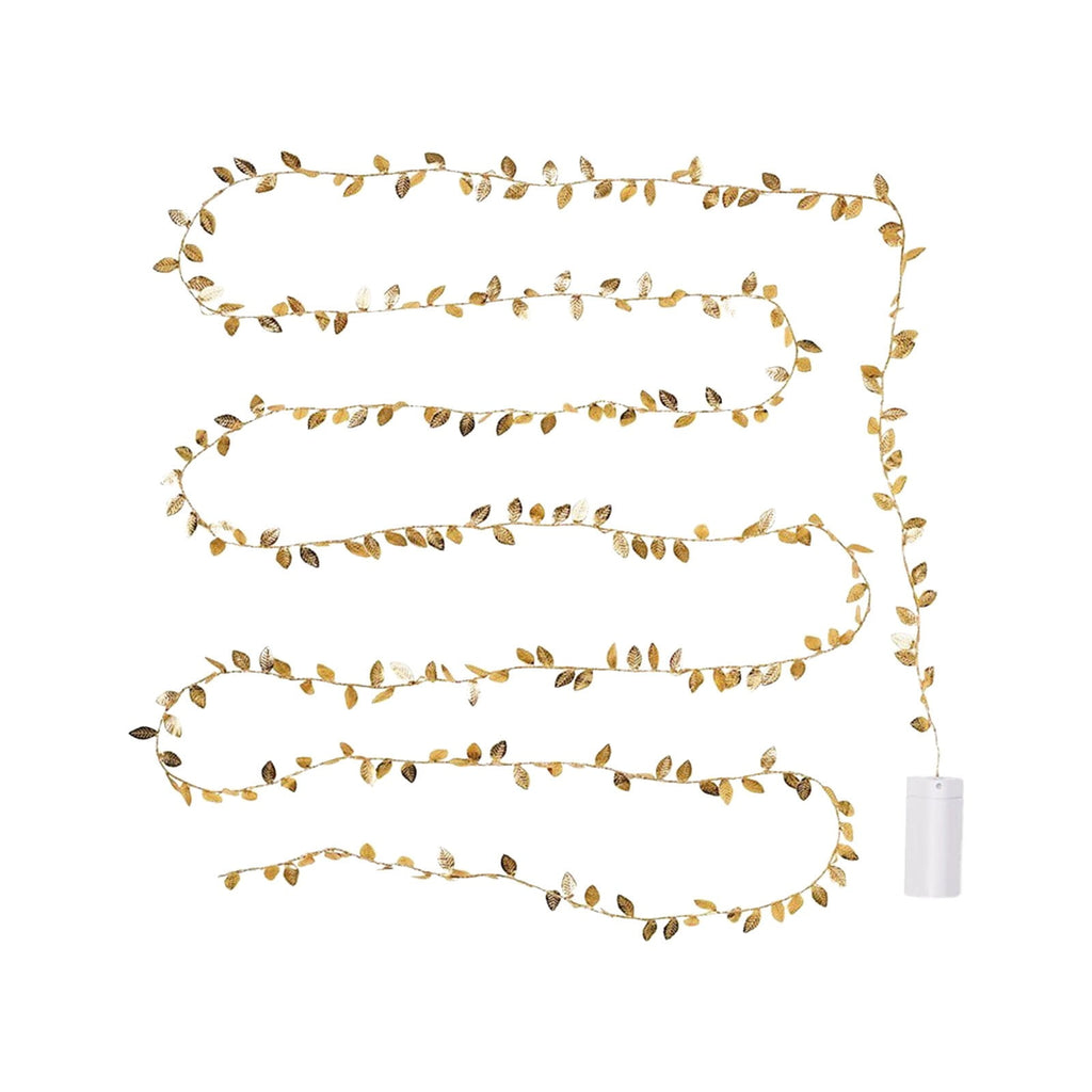 SLYNSHome 20 LED Christmas Leaf Garland String Lights Ornament,6.56 Ft Xmas Gold Leaves Garland String Lamps Battery Operated Xmas Fairy Lights for Holiday Christmas Home Party Decoration