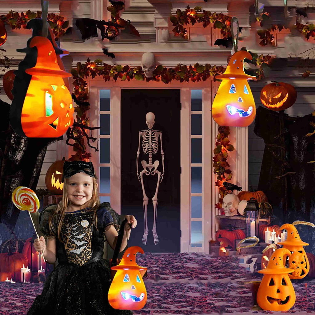 Mini LED Jack O Lantern - Battery Operated Halloween Decor with Flickering Light - 3.1 Inch Plastic Pumpkin for Porch, Pathway & Party Scary Display