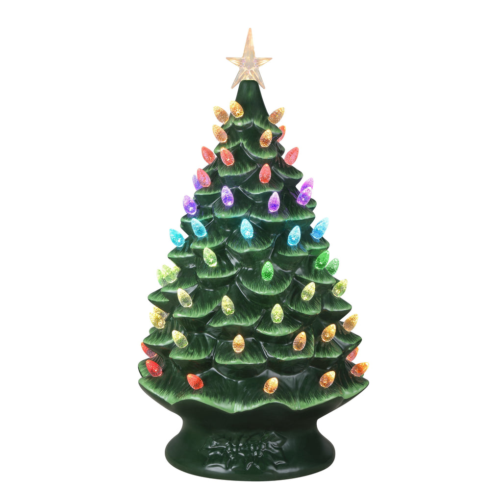 Mr. Christmas 24 in. Green Nostalgic Ceramic Tree with Lightshow