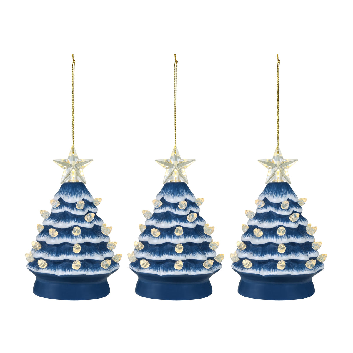 Mr. Christmas Nostalgic Ceramic Tree Ornaments - Green, Set of 3