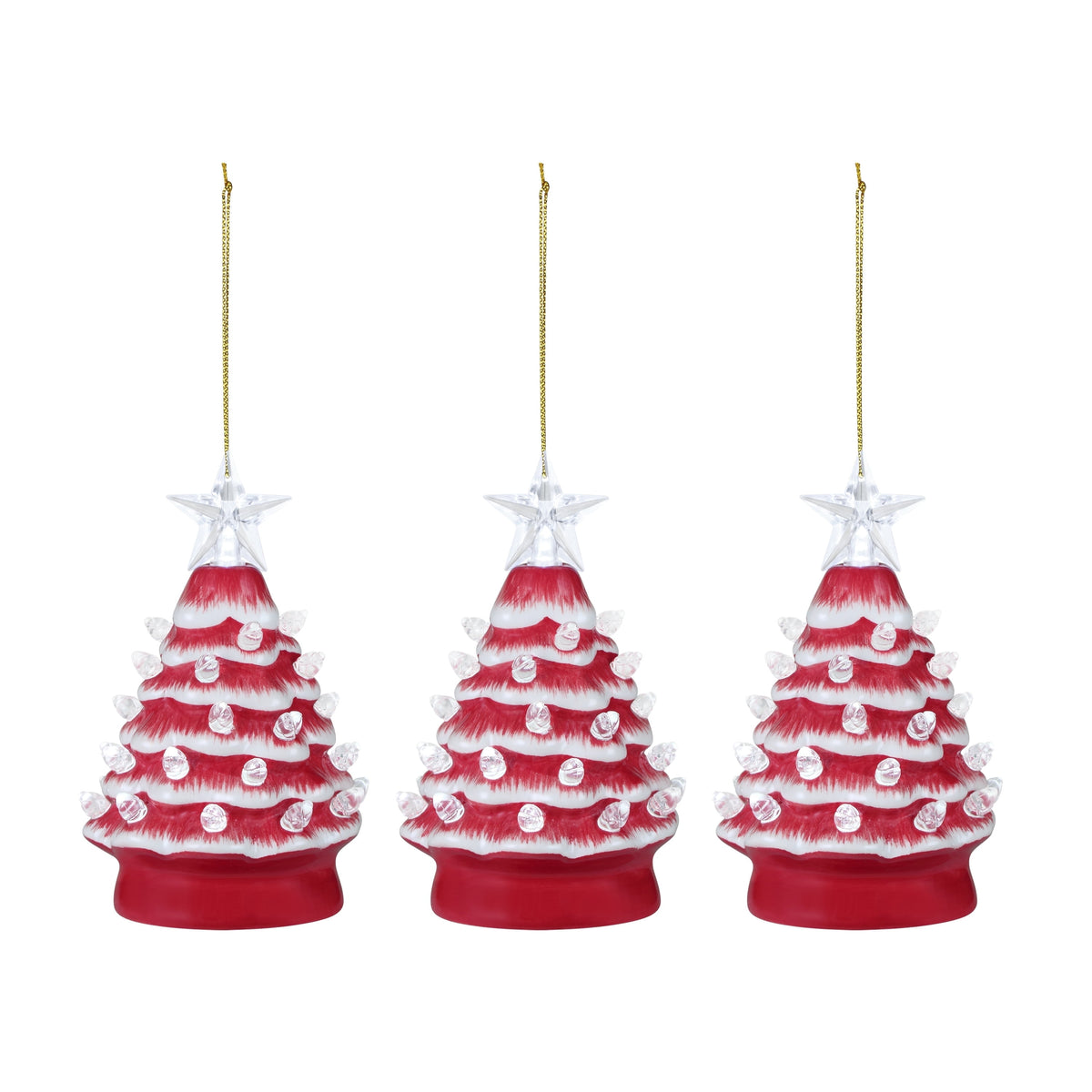 Mr. Christmas Nostalgic Ceramic Tree Ornaments - Green, Set of 3