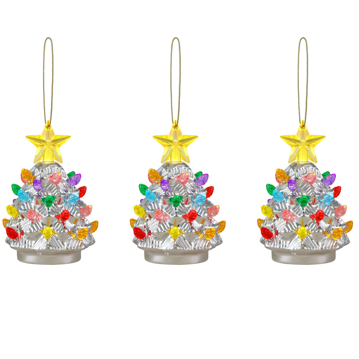 Mr. Christmas Nostalgic Ceramic Tree Ornaments - Green, Set of 3