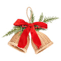 Woven Bells with Bow Hanging Christmas Decoration, Brown/Red/Green, 11.5", by Holiday Time
