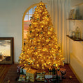 Naomi Home 7.5ft Gold Christmas Tree with Lights, Unique Colored Christmas Tree Prelit with 1412 Branch Tips, 600 Warm Lights and Metal Stand, Aritificial Christmas Tree