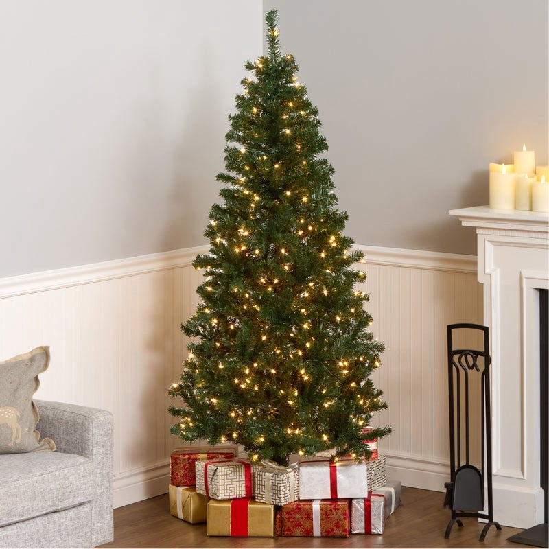 National Tree Company 6 ft. Acacia Hinged Tree with 300 Clear Lights-UL, 599 Tips