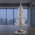 National Tree Company 4 ft. Pre-Lit Artificial Silver Tinsel Christmas Tree, Clear Lights, Includes Stand