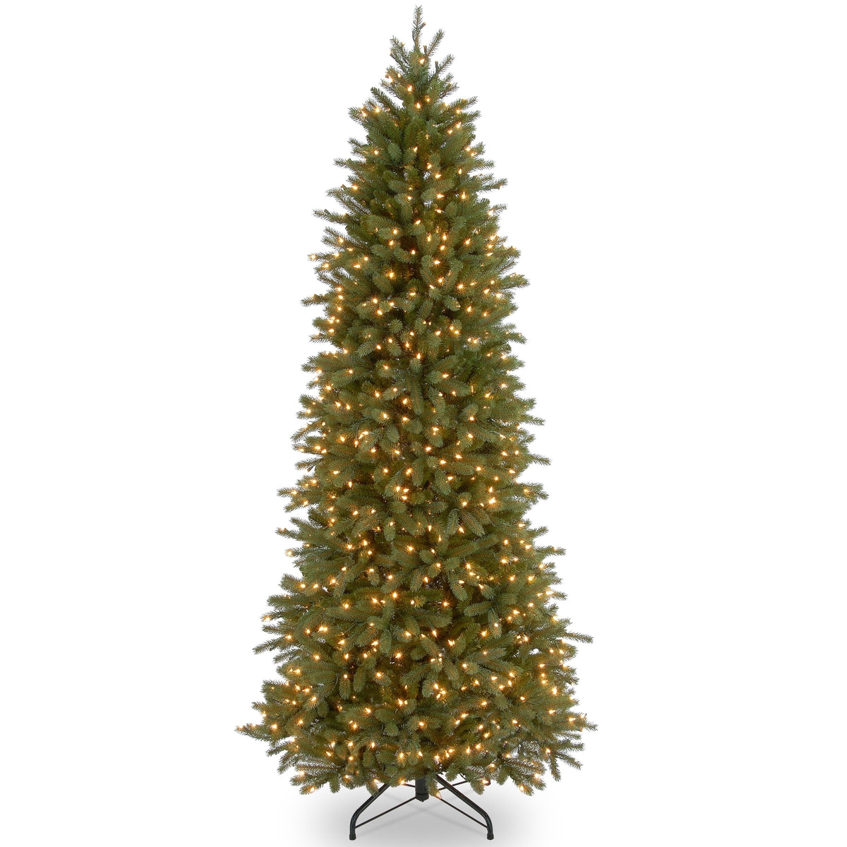 National Tree Company 6.5 ft. Pre-Lit Feel Real® Artificial Pencil Slim Christmas Tree, Jersey Fraser Fir, Green, Clear Lights, Includes Stand