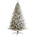 Nearly Natural Flocked Rock Springs Spruce Christmas Tree with LED Lights and Bendable Branches-Size:108"