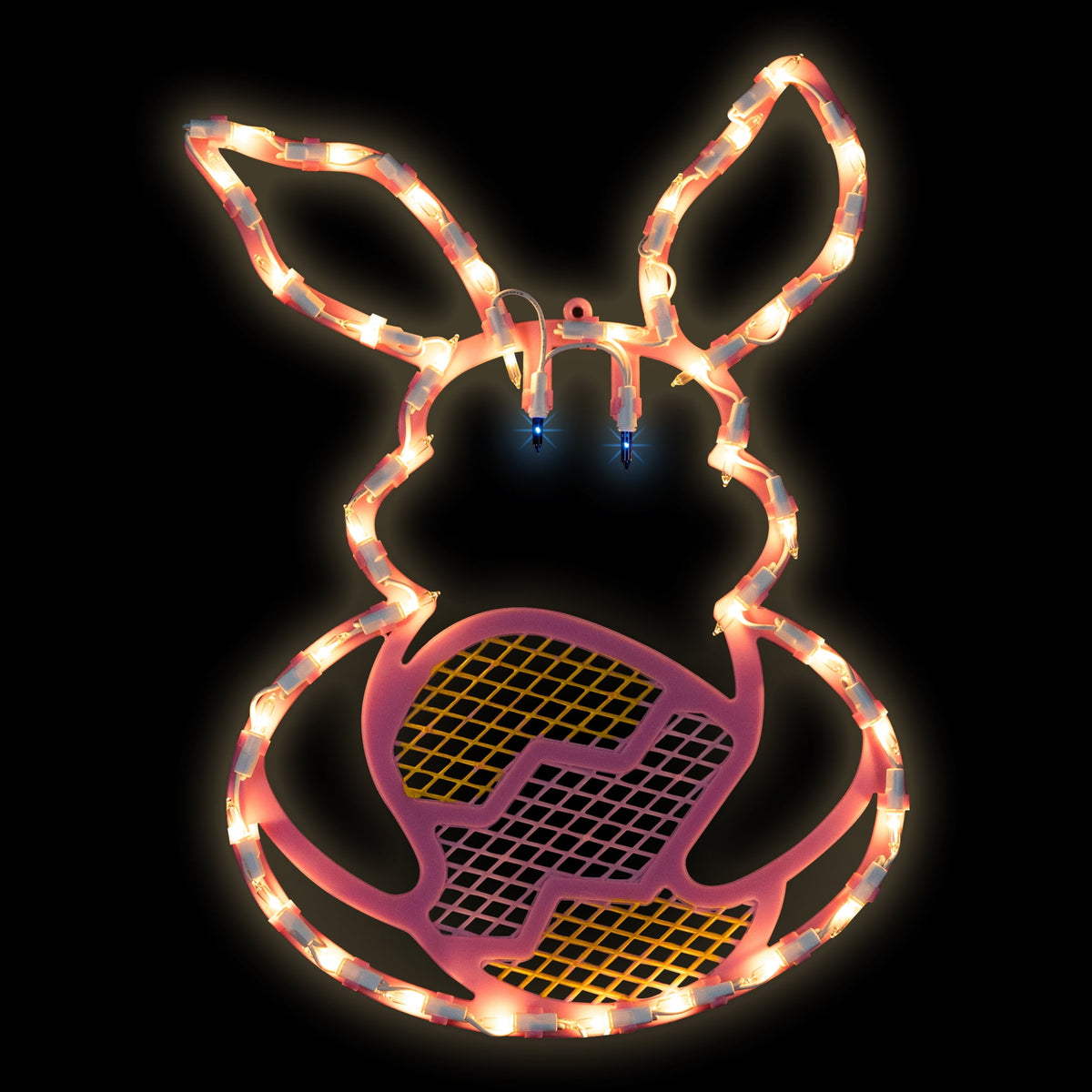 Northlight Lighted Pink Bunny with Easter Egg Window Decoration - 17"