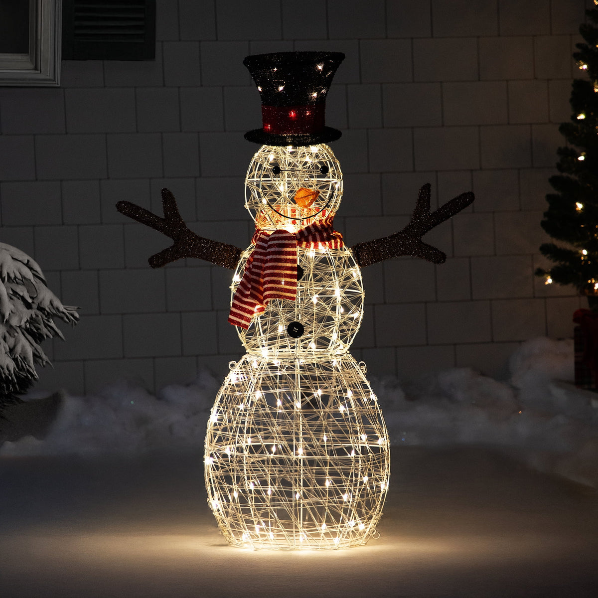 Northlight LED Lighted Snowman with Top Hat and Red Scarf Outdoor Christmas Decoration - 43"