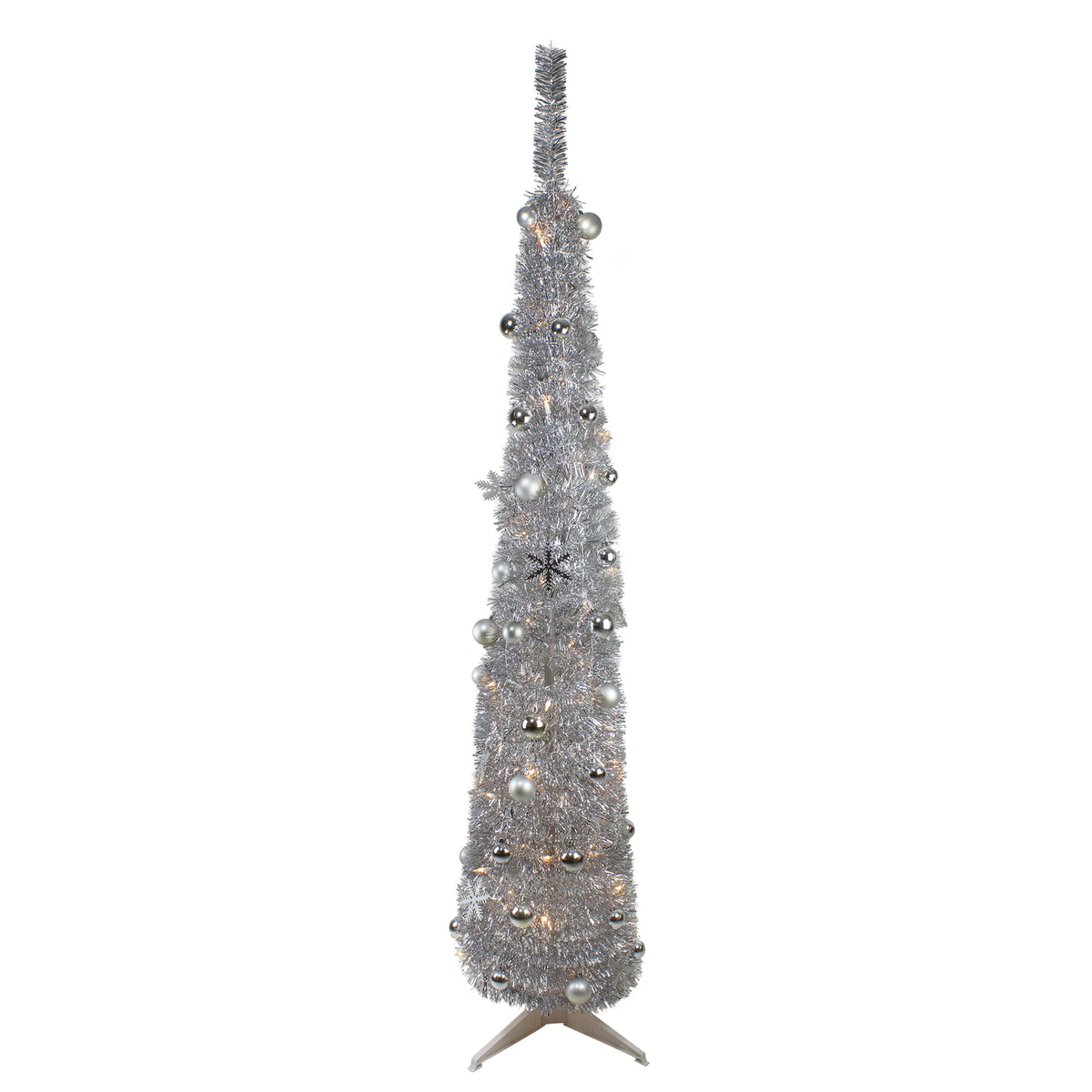 Northlight Pre-Lit Silver Pre-Decorated Pop-Up Artificial Christmas Tree - 6'