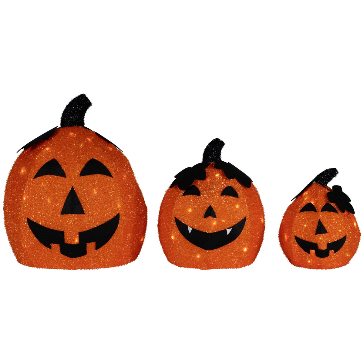Northlight LED Lighted Jack O' Lantern Outdoor Halloween Decorations - Warm White - Set of 3