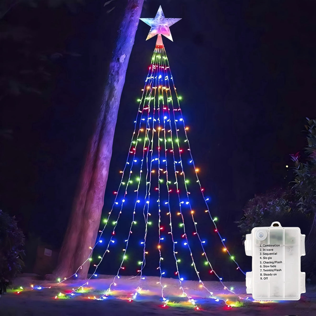 AVOXEZOR Christmas String Lights for Tree, 180 LEDs Christmas Tree Lights with 8 Modes Timer, Waterproof Fairy Lights for Christmas Tree Wall Indoor Outdoor Decor, Multicolor