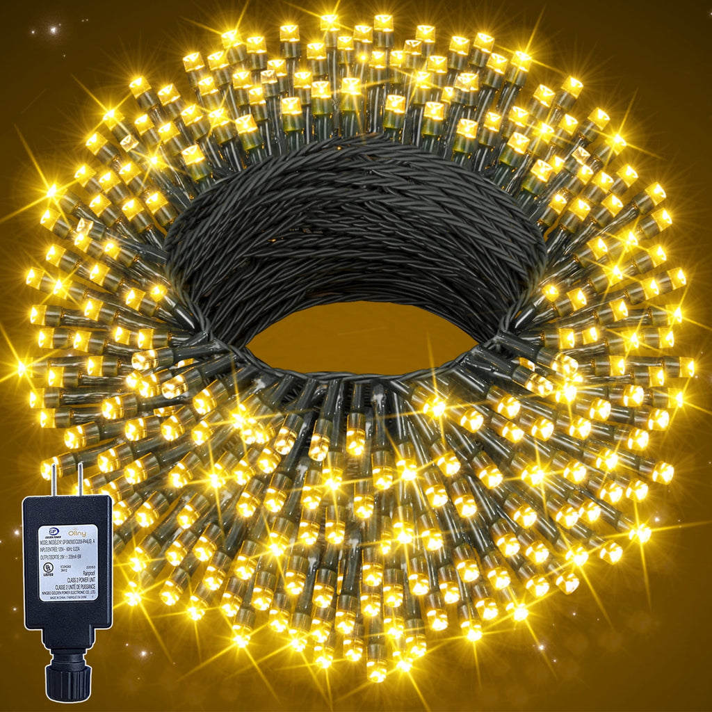 Ollny 66ft 200 LED Christmas String Lights, 8 Lighting Modes 3 Timing Waterproof Indoor Outdoor Christmas Lights for Party Garden Holiday, Warm-white