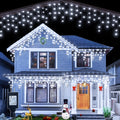 Ollny 24ft 216 LED Icicle Lights for Outside, 8 Lighting Modes 3 Timing Waterproof Icicle Christmas Lights Indoor Outdoor Decorations, White