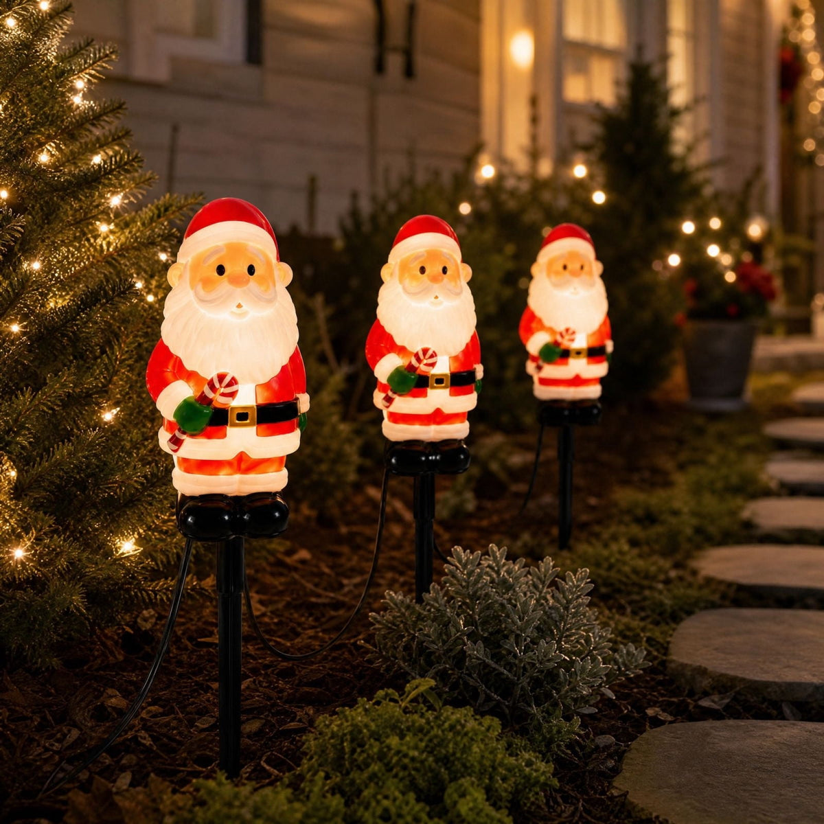 Outdoor Christmas Stake Light, Santa Claus Pathway Light, Ground Stake Light Design, Outdoor Decor for Yard Garden Walkway and Holiday Display, 14.96 x 13.39 x 4.72 in, Multicolor