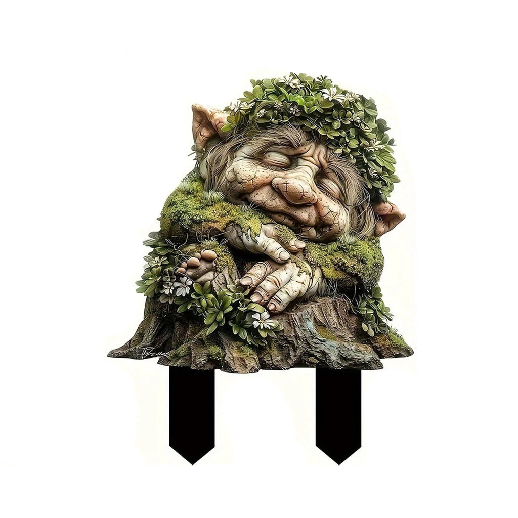 Outdoor Garden Statue, Sleeping Gnome With Lush Plant Magic, Waterproof Acrylic Yard Art For Lawn Patio Pathway Decoration, Birthday Gift For Mom Daddy Grandma