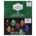 Indoor/Outdoor 8-Count LED Neon Bulbs Christmas Garland Lights, Multicolor, Green Wire, 7', by Holiday Time