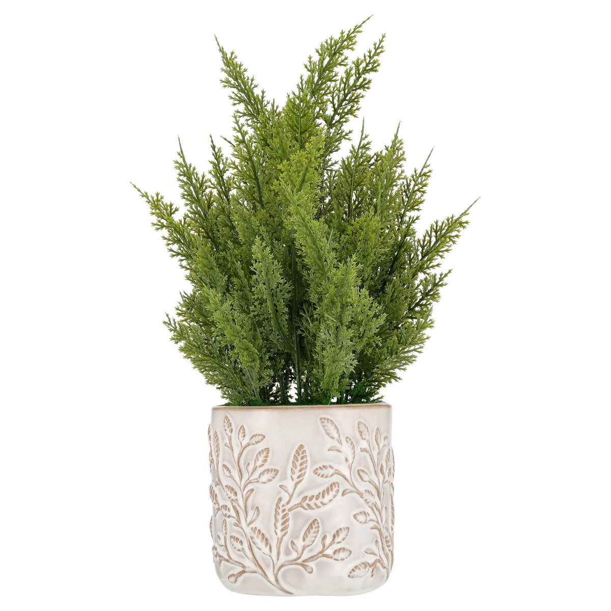 Greenery Christmas Arrangement in Ceramic Pot, Green and White, 16", by Holiday Time