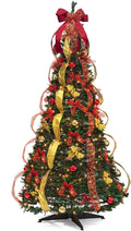 Prextex Christmas Tree Fully Decorated Pre-lit 6 Ft Pull Up Pop Up Out of Box Ready Minimal Assembly Needed Holiday Decorations w/ 350 Warm Lights with Stand