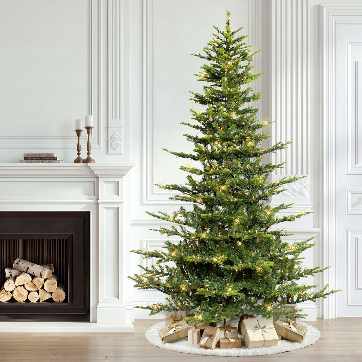 Puleo International Pre-Lit 7.5 ft Aspen Fir Artificial Christmas Tree with 700 Clear Lights