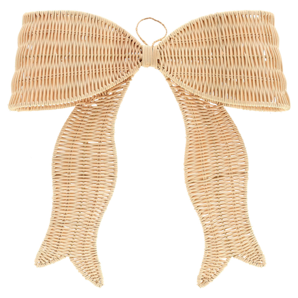 Woven Rattan Bow Christmas Decoration, Beige, 14", by Holiday Time