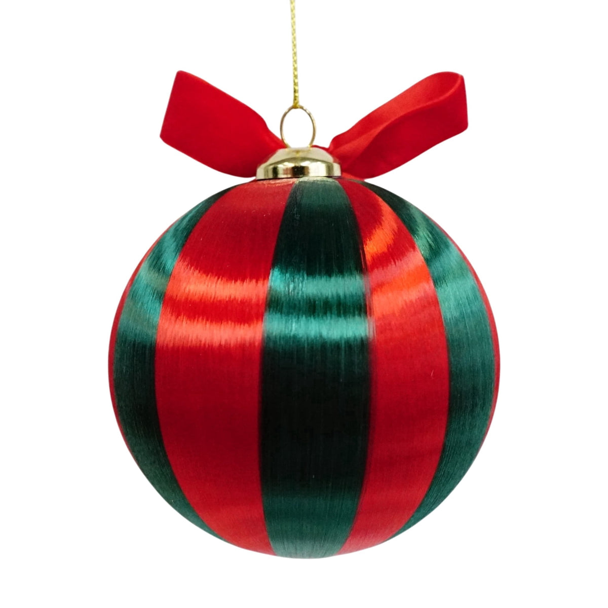 Red and Green Stripe Ball Christmas Ornament, 4", by Holiday Time