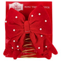 Mini Velvet Beaded Bow Christmas Tree Topper, Red and White, 6", by Holiday Time