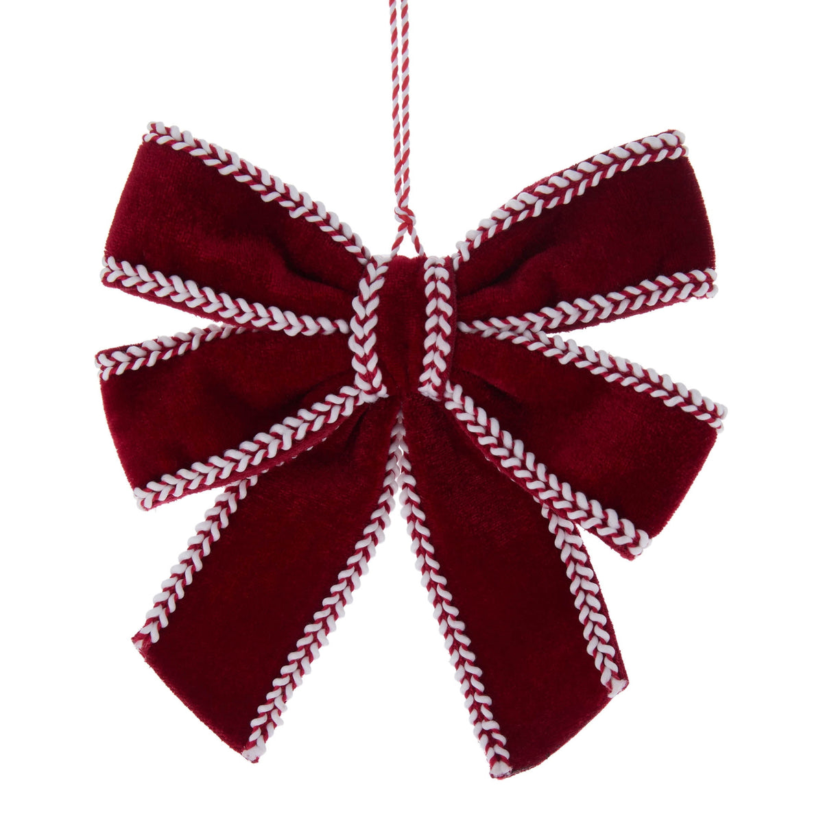 Red and White Velvet Bow Christmas Ornament, 6.3", by Holiday Time