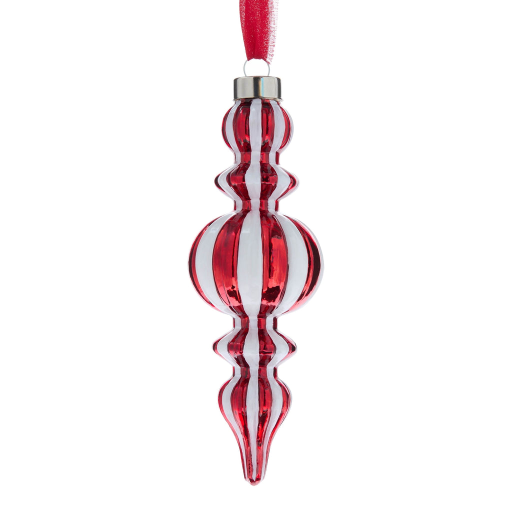 Red and White Glass Finial Christmas Ornament, 6.5", by Holiday Time