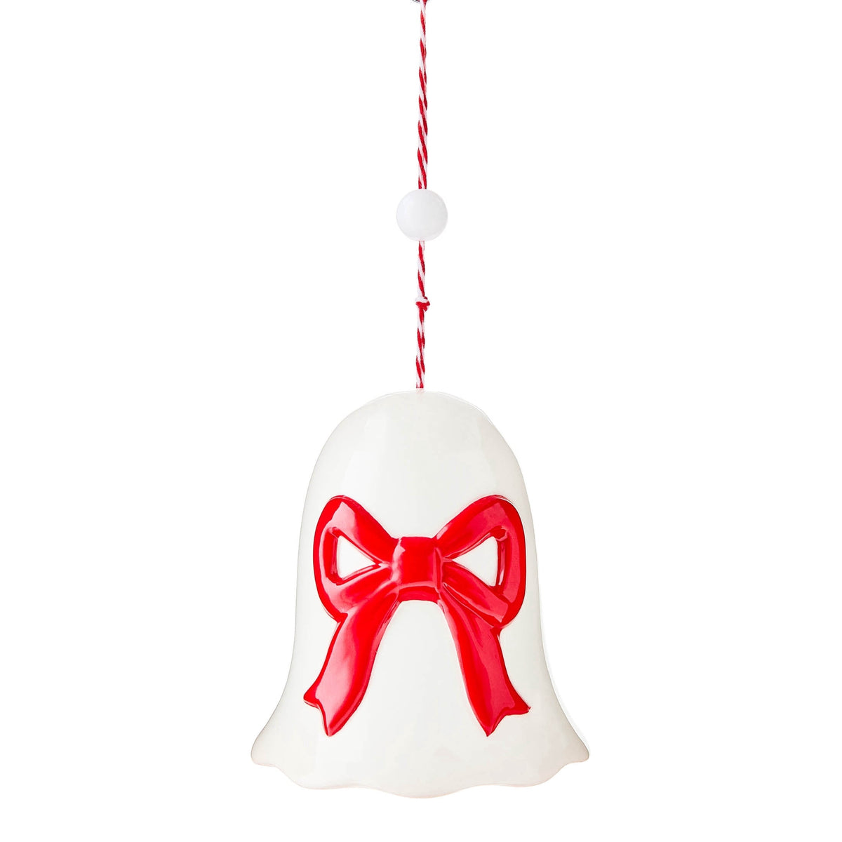 Red and White Bell with Bow Christmas Ornament, 4", by Holiday Time