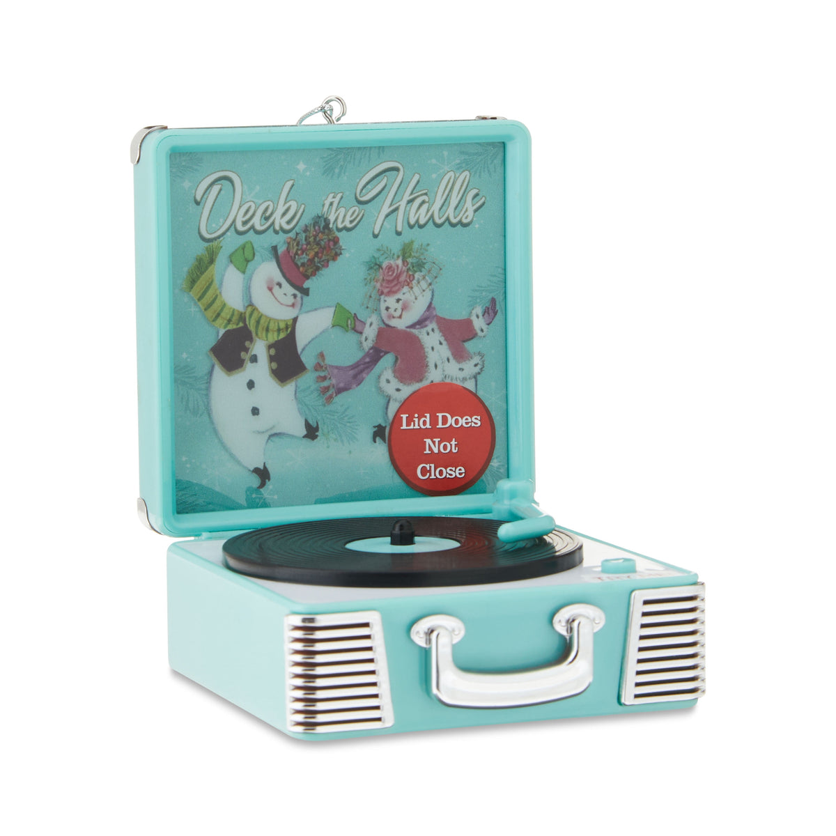 Mr. Christmas 3.8" Retro Vinyl Record Player Ornament, Teal