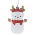 Red and White Glitter Snowman with Antlers Christmas Ornament, 4.3", by Holiday Time