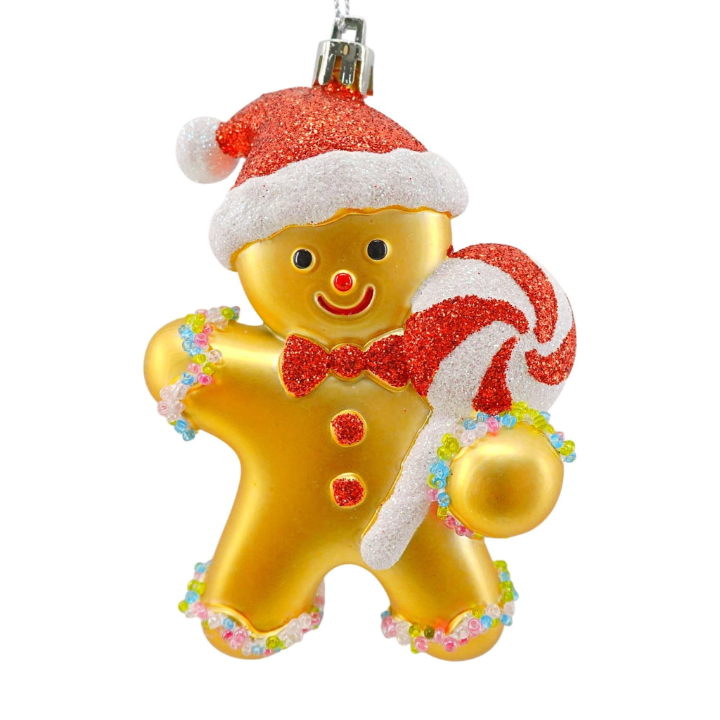 Red and Gold Gingerbread Man with Lollipop Christmas Ornament, 5", by Holiday Time