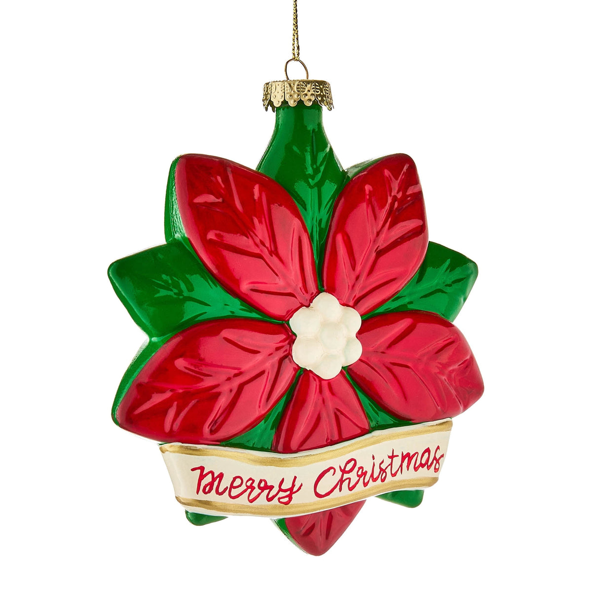 Red and Green Poinsettia Christmas Ornament, 5.5", by Holiday Time