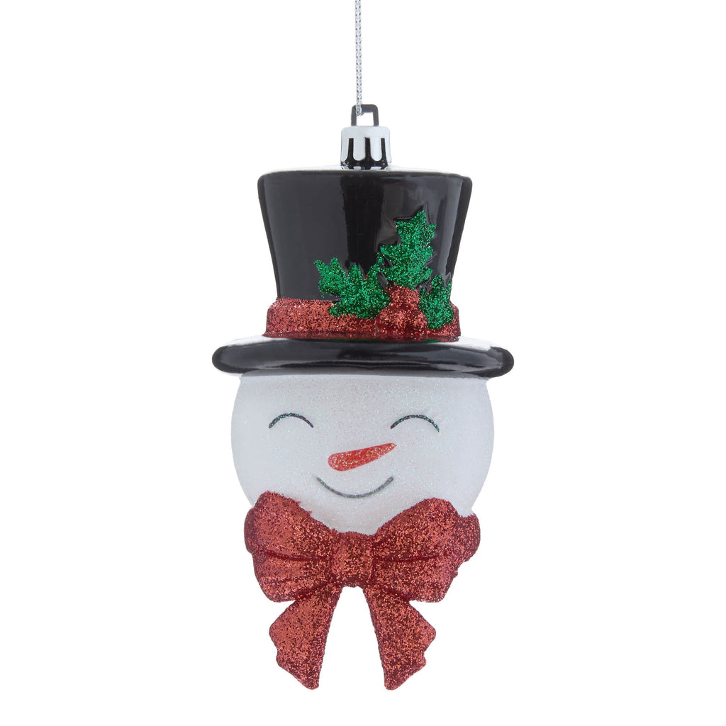 Red/White/Black Glitter Snowman Head Christmas Ornament, 4.8", by Holiday Time