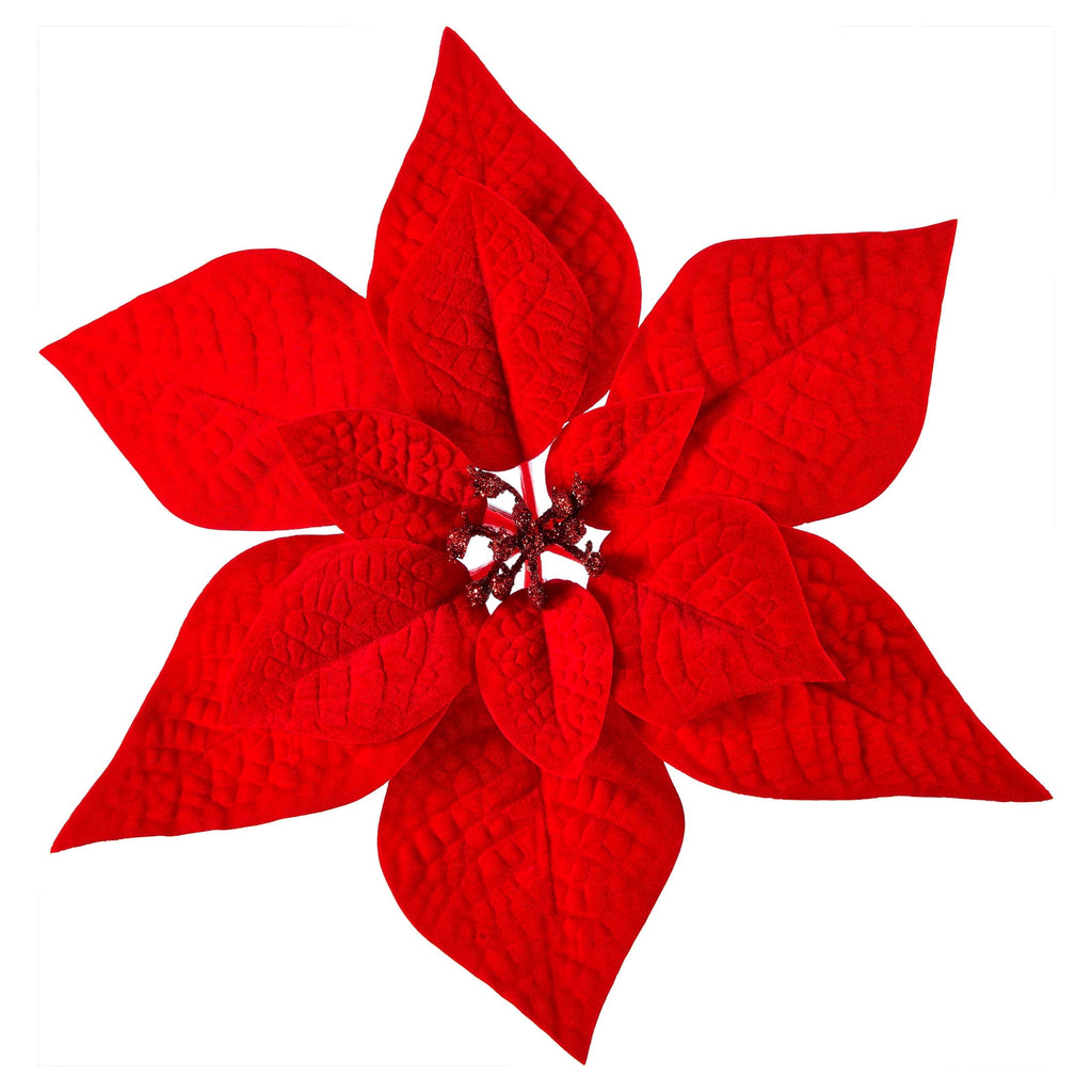Red Velvet Poinsettia Christmas Clip Ornament, 11", by Holiday Time